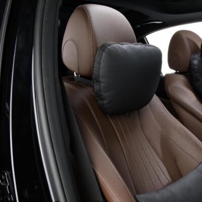 Genuine Leather Car Neck Pillow for headrest,Support Drive Seats Head Cushion,Real Cow Leather,11.8x7.5”,Plant-Based Polyester,Thickness & Height Adjustable,Inner Liner fillable(Black,1p) - Image 9