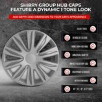 Hubcaps 4-Pack Kit, 15 inch Hub Caps Set of 4 Wheel Covers with Universal Snap-On Retention Rings, 1-Tone ABS Plastic Silver Car Rims for All Models (SG-5083-B-15) - Image 3