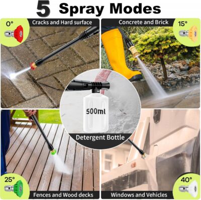 High Power Pressure Washer 4500PSI with 4 Quick Connect Nozzles,Inlet Hose & Filter, Foam Cannon for Cars/Fences/Driveways/Patios/Home,Red - Image 3
