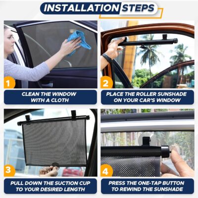 EcoNour Car Window Shades for Baby (2 Pack) - Upgraded | Shades for Side Window | Comes with Enhanced Suction Cups & Large Clips for Durability | Baby Car Accessories (15" x 17") - Image 3