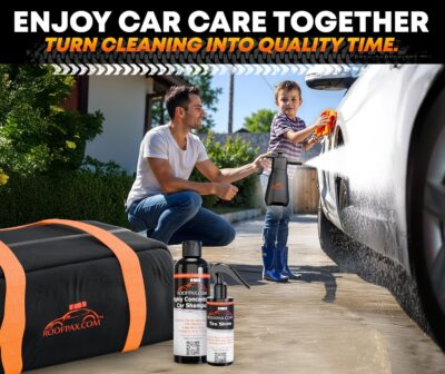 RoofPax Eco-Friendly Waterless Car Wash Spray Kit with Pressure Foam Microfiber Cloths Gel Cleaner Magic Sponge Tire Brush & Tire Spray Rinseless Car Wash for Exterior & Interior Cleaning - Image 8
