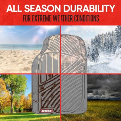 Motor Trend & BDK Heavy Duty Gray Rubber Car Mats Full Set - Universal Trim-to-Fit All Weather Floor Mats - Floor Mats for Car Accessories - Front & Back Interior Floor Mats for Truck Accessories - Image 4