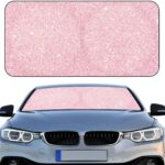 Windshield Sun Shade Foldable Car Front Window Covers for Car Accessories Sun Heat UV Rays Visor Protector Protection for Universal Cars SUV Truck(Pink Sequins)
