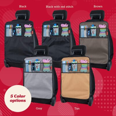 Lusso Gear Seat Back Protector - 2-Pack Kids Kick Mat & Car Seat Organizer - Waterproof Oxford Backseat Cover - 3 Mesh Pockets for Car Organization, Black - Image 9