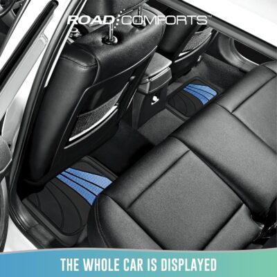 Road Comforts Car Floor Mats Full Set – Front & Rear Car Floor Mats with Aluminum Design, Anti-Slip Backing, All-Weather Protection, Trim-to-Fit Car Mats for Most Sedans, SUVs & Vans - - Blue - Image 3