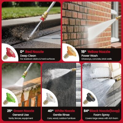 HURGOVE 4000 PSI Gas Pressure Washer for Home Use, 210CC Engine Power Washer with 26FT Hose & 5 Nozzles for Driveways, Cars, Patios & Fences - Image 2