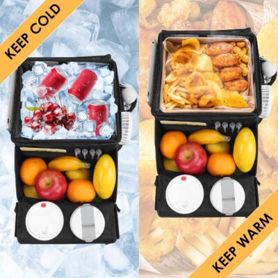 Backseat Organizer for Kids and Passenger Seat Organizer for Adults - Car Seat Cooler and Warmer with Cup Holders and Convertible Tray Lid(Black) - Image 6