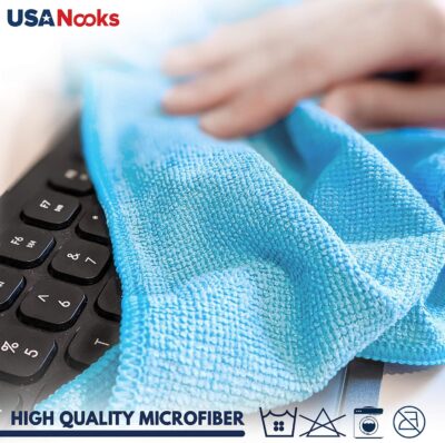 USANOOKS Microfiber Cleaning Cloth - Turq - 12Pcs (12.5x12.5 inch) High Performance - 1200 Washes, Ultra Absorbent Car Towel Traps Grime & Liquid for Streak-Free Mirror Shine - car Washing Cloth - Image 4