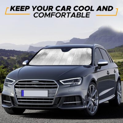 EcoNour Accordion Car Windshield Sun Shade | Reflective Car Window Shades for UV & Sun Protection | Foldable Windshield Cover Keeps Interior Cool | 26 x 56 Inches - Image 6