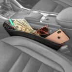 Lusso Gear Car Seat Gap Organizer - Pack of 2 - Prevents Items Falling & Seat Gap Filler - Universal Fit 0.5"-2" Slots & Automotive Use - Easy Clean Design for Auto Accessories - Gray Faux Leather - Image 2