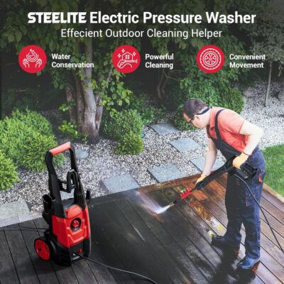 Electric Pressure Washer, 2.5 GPM Power Washer with 4 Quick Connect Nozzles & Foam Cannon, Portable High Pressure Washer Cleaning Machine for Cars Fences Driveways Patios - Image 2