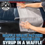 Chemical Guys Waffle Weave Gray Matter Microfiber Drying Towel - 25" x 36", Premium Blend Microfiber Towel with Soft-Banded Edging for Scratch-Free Car Drying, Ultra Absorbent - Image 4