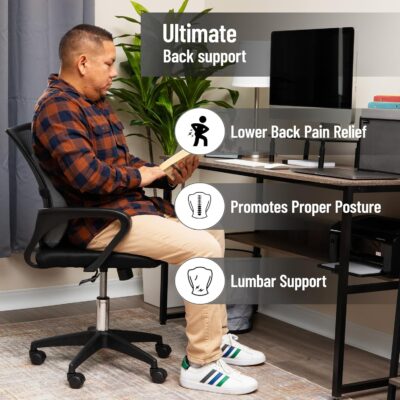 Mind Reader Lumbar Support Cushion for Office Chair and Car Seat, Memory Foam and Cooling Gel Core, Air-Cloud Technology, 15.5" L x 3.75" W x 14.25" H, Black - Image 2