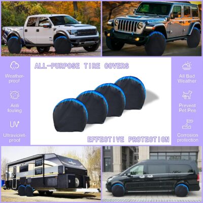 MORNYRAY Tire Covers 4 Pack,Waterproof Anti-UV Snow Sun Rain Tire Covers for RV,Truck, SUV, Trailer, Camper. - Image 4