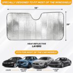 EcoNour Accordion Foldable Windshield Sun Shade | Premium Reflective Sun Visor for SUVs & Pickups Windshields | UV & Heat Reflective Sunshade with Durable Dual-Layer Design | Large (58 x 28) - Image 4