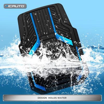 PIC AUTO Heavy Duty Rubber Floor Mats, Blue Aluminum Film Car Mats Set, Front and Rear Car Mats with Anti-Slip Backing, All Weather Protection, Trim-to-Fit for Automotive SUV, Sedan, Van - Image 6