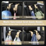 Amooca 4-Pack Car Headrest Hooks Vehicle Storage Organizer for Purses Handbags Groceries Coats –Holds 55lbs 360° Rotating Simple Design Beige - Image 3