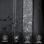 CAR PASS Leather Bling Diamond Car Seat Cover 2 Front Interior Sets, Waterproof Universal Shining Glitter Crystal Sparkle Fit for 95% Automotive Truck SUV Cute Women Girl, Black Silver Rhinestone - Image 4