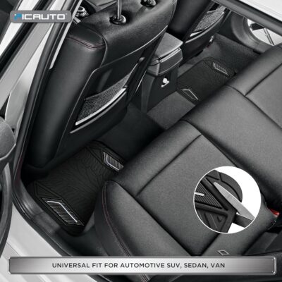 PIC AUTO Rubber Floor Mats, Black Aluminum Film with Colorful Piping Floor Mats for Cars, Car Mats with Non-Slip Backing, All-Weather Protection, Trim-to-Fit Liner for Cars, SUVs, Trucks, Vehicles - Image 4