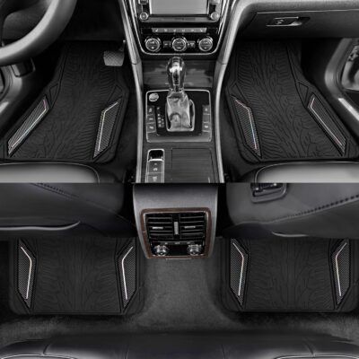 PIC AUTO Rubber Floor Mats, Black Aluminum Film with Colorful Piping Floor Mats for Cars, Car Mats with Non-Slip Backing, All-Weather Protection, Trim-to-Fit Liner for Cars, SUVs, Trucks, Vehicles - Image 7