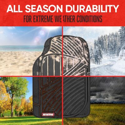 Motor Trend FlexTough Performance All Weather Rubber Car Floor Mats - 3 Piece Floor Mats Automotive Liners for Cars Truck SUV, Heavy-Duty Waterproof (Black) - Image 3