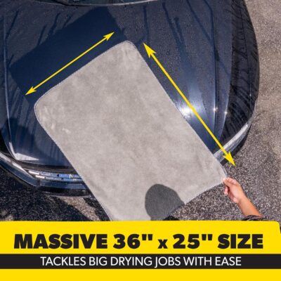Chemical Guys Woolly Mammoth Large Microfiber Drying Towel - 36 x 25 Inch Gray, Ultra Plush Super Absorbent Car Drying Towel for Cars, Trucks, SUVs, Motorcycles, RVs, and Auto Detailing - Image 3