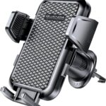 Firm-hold Air Vent Car Phone Holder for iPhone,Rotatable Universal Phone Mount with Adjustable Wide Clamp Metal Hook,Anti-vibration,Single-press Release,Heat-resistant,(Upgrade Hook Clip Never Shake)