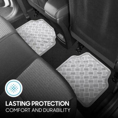 BDK Metallic Chrome Car Floor Mats All-Weather Universal Fit Automotive Floor Mats for Cars SUVs, Floor Mats for Trucks, Car Mats Full Set Front & Rear, Non-Slip Backing - Silver - Image 5