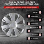 Hubcaps 4-Pack Kit, 14 inch Hub Caps Set of 4 Wheel Covers with Universal Snap-On Retention Rings, 1-Tone ABS Plastic Silver Car Rims for All Models (SG-5077-B-14) - Image 4