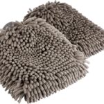 Amazon Basics Absorbent Microfiber Car Wash Drying Mitts, 2 Pack, Gray, 10.44" L x 9.06" W