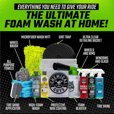 Chemical Guys Car Wash Kit 14-Pc Arsenal Builder - with Foam Blaster, Wash Bucket, Towels, Applicators, and 16 oz Soaps, Waxes, and Cleaners - Complete Car Detailing Gift Set, Works with Garden Hose - Image 2