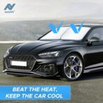 2 Piece Car Windshield Sun Shade Foldable | Durable Polyester Windshield Sunshade Blocks Sun, Heat, and UV Rays | Sunshade for Car Ensuring Interior Protection | Small (29"x23.5") - Image 8