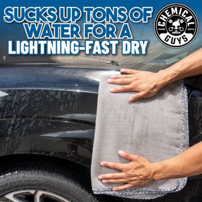 Chemical Guys Waffle Weave Gray Matter Microfiber Drying Towel - 25" x 36", Premium Blend Microfiber Towel with Soft-Banded Edging for Scratch-Free Car Drying, Ultra Absorbent - Image 6