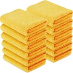 Amazon Basics Microfiber Car Drying Towels, Highly Absorbent, Lint Free, Scratch Free, Ultra-Soft, Car Detailing, Buffing and Polishing, 16" x 16", Yellow, 12-Pack