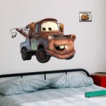 Disney Pixar Cars Wall Decals - 16" x 23" Tow Mater Vinyl Stickers for Bathroom Nursery Bedroom Decor - Peel and Stick Room Decorations