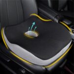 Car Seat Cushion, Ergonomic Memory Foam Car Cushion for Sciatica Pain Relief, Larger Driving Seat Pillow for Short Drivers on Long Drives - Butt Pillow for Truck, Office, Wheelchair - Black&Gray