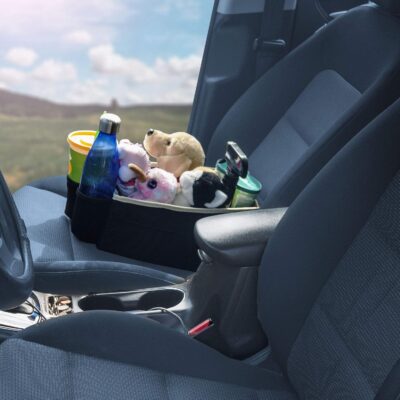 FH Group E-Z Travel Multi-Use Car Organizer with Cup Holders | Back Seat Storage Black - Image 8