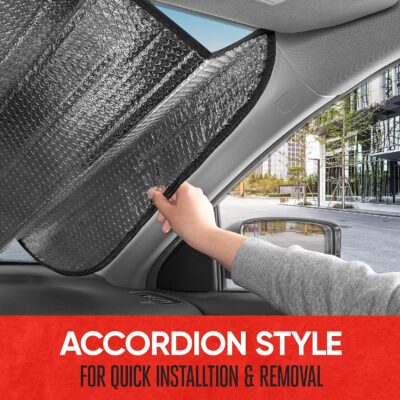 Motor Trend Front Windshield Sun Shade - Jumbo Accordion Folding Auto Sunshade for Car Truck SUV - Blocks UV Rays Sun Visor Protector - Keeps Your Vehicle Cool - 66 x 27 Inch - Image 5