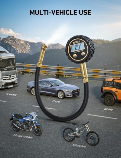 AstroAI Tire Pressure Gauge for Cars with Backlit LED, Solid Brass with Rubber Hose, Air Bleeder Valve, ANSI B40.7 Grade 2A(±0.5%), 3-250PSI - Image 7