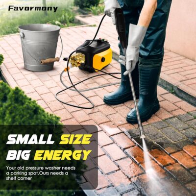 Portable Compact Pressure Cleaner, Power Cleaner with 33FT Flexible Extension Hose, 3 Nozzles, Foam Cannon for Cars, Patios, Driveways - Image 6