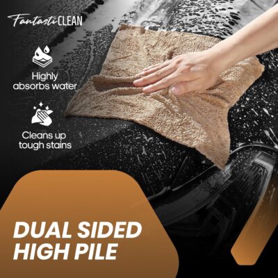 Fantasticlean Microfiber Towels for Cars, Tear Away Car Detailing Cloth Roll, RV Boat Drying Polishing, Edgeless Plush, Coral Fleece, Ultra Absorbent, Scratch-Free, 14" x 14", 20 Pack (Tan) - Image 6