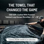 Blackline 24"x36" Twisted-Loop Car Drying Towel, 1300GSM, Streak Free, Lint Free, Reusable - Car Accessories, Microfiber Cleaning Cloth for Car, Truck, SUV - One Pass is All You Need - Image 2