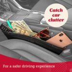 Lusso Gear Car Seat Gap Organizer - Pack of 2 - Prevents Items Falling & Seat Gap Filler - Universal Fit 0.5"-2" Slots & Automotive Use - Easy Clean Design for Auto Accessories - Gray Faux Leather - Image 5