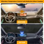 EcoNour Accordion Foldable Windshield Sun Shade | Premium Reflective Sun Visor for SUVs & Pickups Windshields | UV & Heat Reflective Sunshade with Durable Dual-Layer Design | Large (58 x 28)