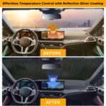 EcoNour Accordion Foldable Windshield Sun Shade | Premium Reflective Sun Visor for SUVs & Pickups Windshields | UV & Heat Reflective Sunshade with Durable Dual-Layer Design | Large (58 x 28)