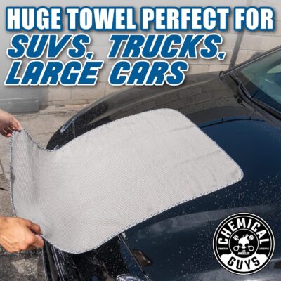 Chemical Guys Waffle Weave Gray Matter Microfiber Drying Towel - 25" x 36", Premium Blend Microfiber Towel with Soft-Banded Edging for Scratch-Free Car Drying, Ultra Absorbent - Image 9