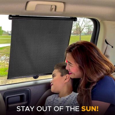 EcoNour Car Side Window Sun Shade (2 Pack) | Retractable Roller Sunshade for Kids | Baby Car Window Shades for UV and Sun Glare Protection | Baby Travel Accessories (15"x17") - Image 7