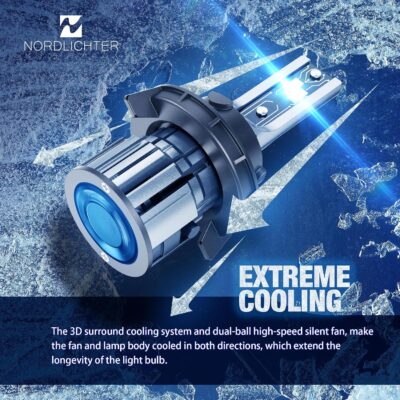 H13 9008 Bulbs, 600% Brightness 6500K Xenon White Extremely Super Bright Plug & Play 9008 H13 Fog Light with Cooling Fan (Pack of 2) - Image 6