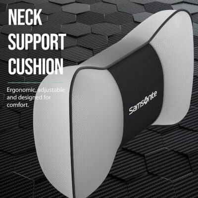 Samsonite Neck Pillow for Car – Ergonomic Memory Foam Headrest Cushion – Car Seat Support for Driving Comfort – Compact Neck Rest – Travel Pillow for Long Road Trip, Grey - Image 5