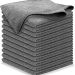 USANOOKS Microfiber Cleaning Cloth Grey - 12 Pcs (12.5"x12.5") - High Performance - 1200 Washes, Ultra Absorbent Microfiber Towel Weave Grime & Liquid for Streak-Free Mirror Shine - Car Washing Cloth